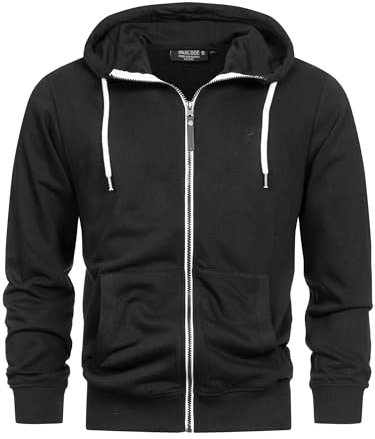 Indicode Herren INChristos Sweatjacke mit Kapuze und Reißverschluss | Hooded Jacket Kapuzenjacke für Männer Black, S