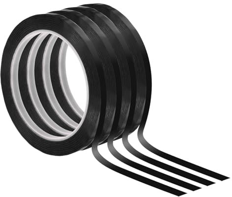 PATIKIL 1/4 Whiteboard Tape, 4 Pack Thin Dry Erase Tape for Graphic Chart Marking DIY Art, Black