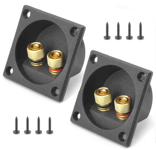 2 Piezas Altavoz Estéreode 2 Vías Caja de Altavoz Terminal, Altavoz Caja Terminal Enlace Poste Redondo Primavera Copa Conectores Subwoofer Enchufes Terminal de Altavoz Caja para Hogar Hotel Sala