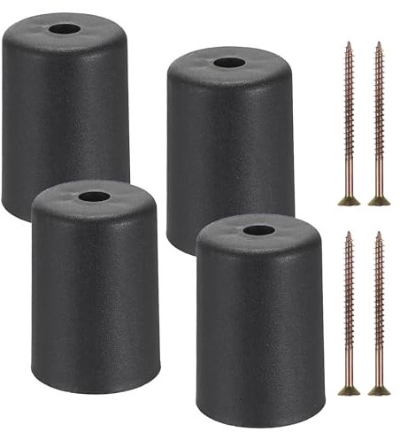 SUMNACON 4 patas de plástico redondas cónicas de 8 cm, patas de sofá negras de repuesto, patas de soporte de gabinete con tornillo de rosca para muebles de habitación, reemplazo de bricolaje