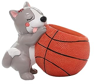 OFFSCH Tierischer Basketball Blumentopf Kreativer Pflanztopf für Sukkulenten Rattan Design Desktop Deko für Zuhause und Büro Ideal für Pflanzenliebhaber