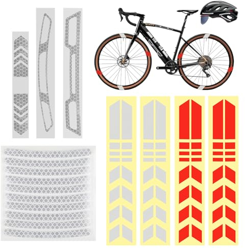 GUOYIHUA Reflektoren Aufkleber 17er Set, Fahrrad Aufkleber Reflektierende Sticker für Felgen, Körper und Helm bei Nacht, Wasserfest, für Fahrrad, Elektroauto, Motorrad, Kinderwagen