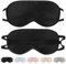SILKTALE Schlafmaske Seide für Herren Frauen,19 Momme 100% Maulbeerseide Augenmaske für Seitenschläfer, Lichtblockierende Seiden Schlafbrille mit Verstellbares Gummiband für Reisen,Schwarz