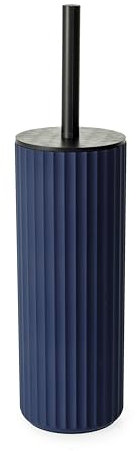 Blue Canyon Berkeley Toilet Brush with Bamboo Lid for Bathroom & Office, Plastic Head for Deep Cleaning, Compact Size, Elegant Design, Odour Free Holder, Hygienic Brush, Blue