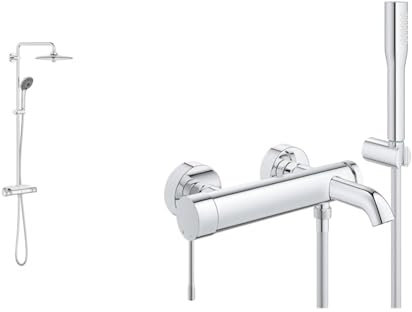 GROHE Vitalio Joy 260 - Duschsystem mit Thermostatbatterie & Essence | Badarmaturen - Einhand-Wannenbatterie | für Wandmontage mit Brausgarnitur | chrom | 33628001