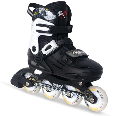 Nattork Inline Skates für Kinder und Erwachsene, 4 Größen Verstellbar Kinder Inliner mit Leuchtenden Radern, Renndesign Inline Skates für Damen Herren (Schwarz, L (37-41))