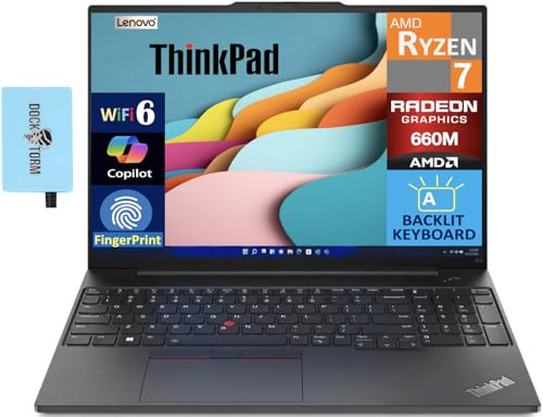 Lenovo ThinkPad E16 Business Laptop 16.0 WUXGA Display (AMD Ryzen 7 7735U, 64GB DDR5, 2TB PCIe SSD, AMD Radeon 660M, Backlit KB, Fingerprint, Thunderbolt 4, Win 11 Pro) w/Dockztorm Hub
