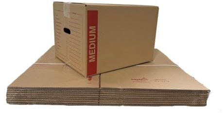 Umzugskartons aus Karton, mittelgroß, 18 x 14 x 12, 32 ECT, mit Griffen, 10 Stück