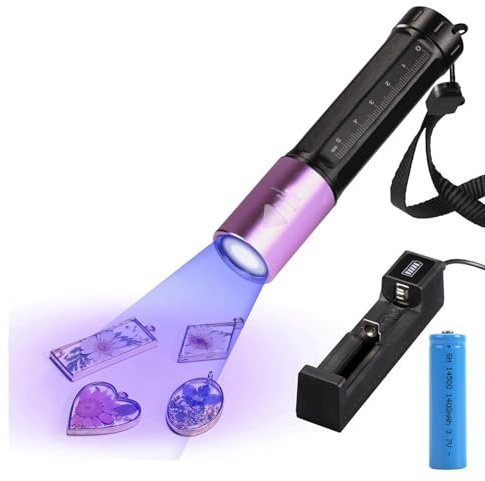 UV Light for Resin Curing UV Flashlight Black Light 365Nm Quick Cure LED Waterproof UV Lamp Rechargeable for Pet Urine