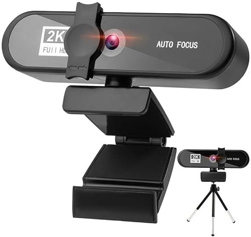 Webcam 2K Videotelefonie Kamera - Autofokus Ultra HD Meeting-Webcam mit Stereomikrofon - Plug-and-Play-Computerkamera Webcam mit Sichtschutz für Live-Streaming-Aufnahmen im Unterricht PC Tablet Laptop