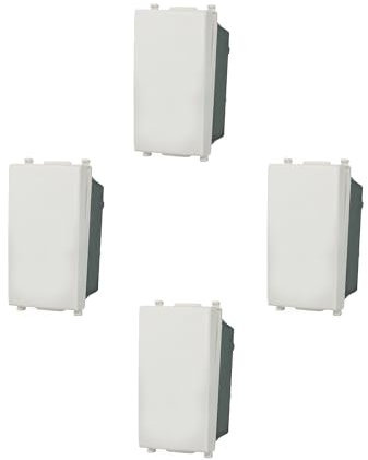 4 Pezzi Interruttore unipolare 1P 16A compatibile con Vimar Plana colore Bianco incasso presa a muro confezione 4 pz