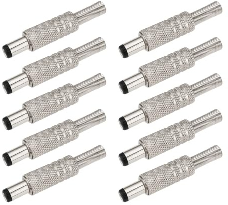Be In Your Mind 10 Stücke Metall 5,5x2,5mm DC Strom Stecker Hohl Buchse Stecker Adapter für Media Player Notizbuch MP3 Player Silber