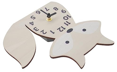 ORFOFE Holz Wanduhr Fuchsform Zum Aufhängen Stumm Batteriebetrieben Für Schlafzimmer Geräuschlose Dekoration Ohne Batterie Included Praktisch