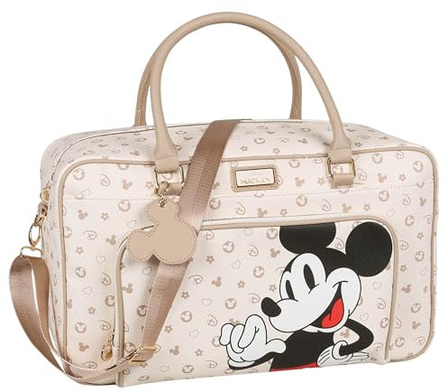 Mickey Mouse Disney Beige Reisetasche, Touristentasche, Handgepäck mit Reißverschluss 44x18x26cm (Mickey Mouse Beige)