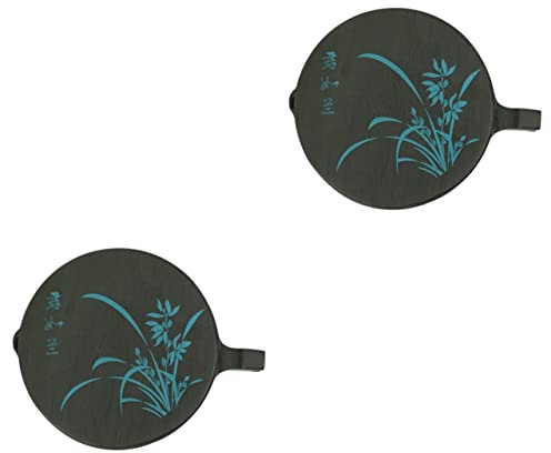 EXCEART 2st Tintenstein Kordelzug Weiße Noten Stifttinte Malen Siebdruckfarbe Zum Schreiben Tinte Stift Tinte Federkiel Schriftzug Tinte Beutel Runde Tinte Geätzt Bedeckt Rauer Stein Black