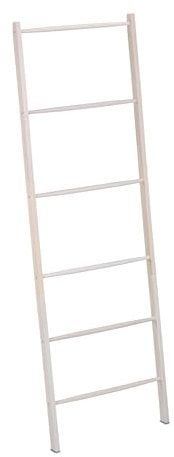 Relaxdays Handtuchleiter Holz, 6 Sprossen, Wäscheleiter Handtücher & Kleidung, HxB 170 x 55 cm, Badezimmer Leiter, weiß