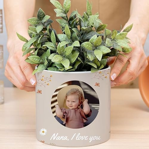 Wanapix | Personalisierte Blumenvase Groß | Geschenk zum Muttertag, zur Kommunion, Hochzeit oder Taufe | Vase mit Namen oder Foto | Keramik | Oma