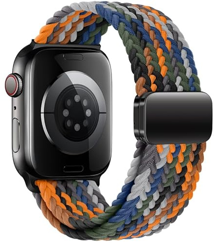 Kompatibel mit Apple Watch Armband 46mm 45mm 44mm 42mm 49mm Geflochten Herren, Braided Magnetic Armbander für IWatch Serie 11/10/9/8/7/6/5/4/SE 3/Ultra 3, Stoff Stretchy Band für Iphone Watch Tarnung