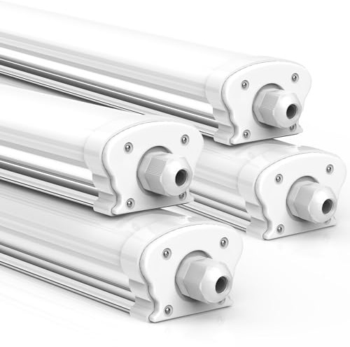 JESLED Feuchtraumleuchte LED 60CM 4000K Neutralweiß 15W 2600LM -4er Set | Einfache Montage Verknüpfbar Nassraumleuchte, IP65 Feuchtraum Werkstattlampe für Büro Keller Garage