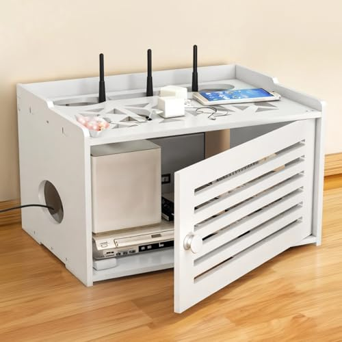 Kronabelle Grande rack di gestione del router per modem, strisce elettriche, 14,6 × 10,6 × 9,1 scaffale del router, scatola di immagazzinaggio del router WiFi, nasconditore del router e organizzatore