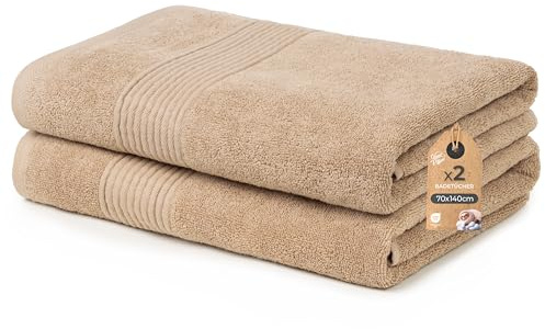Cloud Pillow 2er Set Duschtücher 70x140 cm – Duschtuch 100% Baumwolle - 500 g/m2 - Weich, Saugstark und Langlebig – Oeko-TEX – Ideal für Bad & Wellness