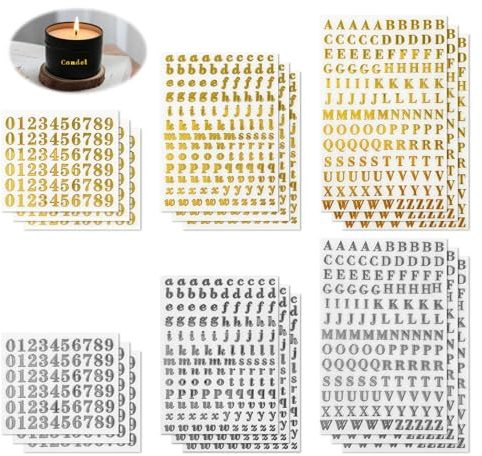 Funver 18 Mini Gold/Silber Buchstaben Aufkleber, Selbstklebende Mini ABC Aufkleber, Sticker Buchstaben, Kann zum Basteln, Heimwerken Verwendet Werden