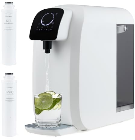 COSTWAY Umkehrosmose Wasserfilter, RO+PPC Wasserfiltrationssystem mit UV-Licht, Umkehrosmoseanlage Trinkwasserfilter für Zuhause, Osmoseanlage 4:1 Rein zum Abfluss (Schwarz)