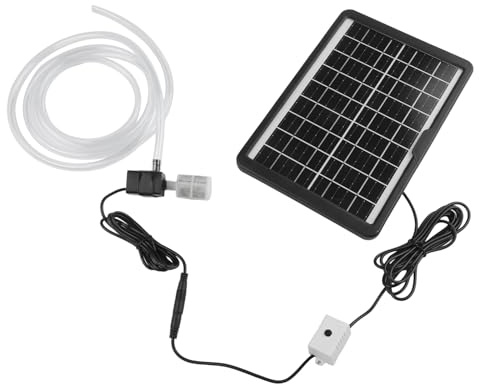 UTTASU 6W 9V Solarpanel Wasserpumpe Set, 240L/h Durchfluss, 12V Tauchpumpe mit 2m Schlauch und Filter für Teich, Aquarium, Brunnen und Garten