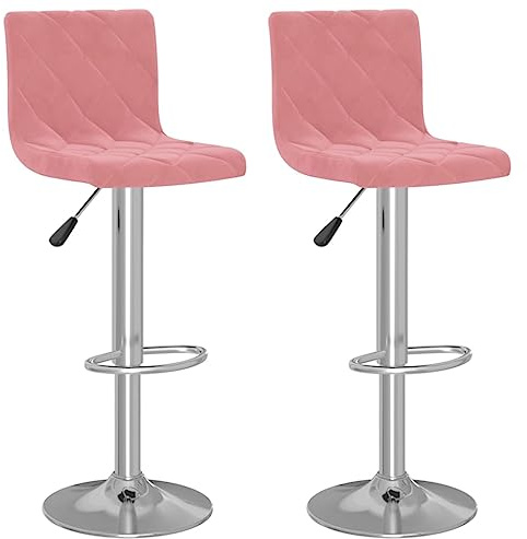 Lumanois Sgabelli da Bar 2 pz Rosa in Velluto,Mobili,Sgabelli da Bar,13.1kg-333692