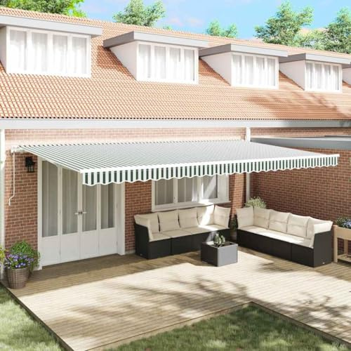 Tenda da sole elettrica estensibile per esterni, 600 x 300 cm, in poliestere impermeabile con rivestimento in PU, motorizzata e azionabile manualmente, in acciaio verniciato a polvere