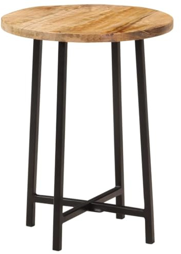 Foknhdi Beistelltisch Klein 35x35x45 cm - Couchtisch aus Massivholz Mango und Eisen - Rustikaler Kaffeetisch Viereckig für Wohnzimmer, Sofa und Flur - Modernes Design Unikat