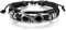 JewelryWe Infinity Lederarmband Unendlichkeitszeichen Armband: Unendlichkeit Zeichen Herz Zirkonia Geflochten Leder Edelstahl Armreif Manschette, Schwarz Silber, Verstellbar Passend für 20~26cm