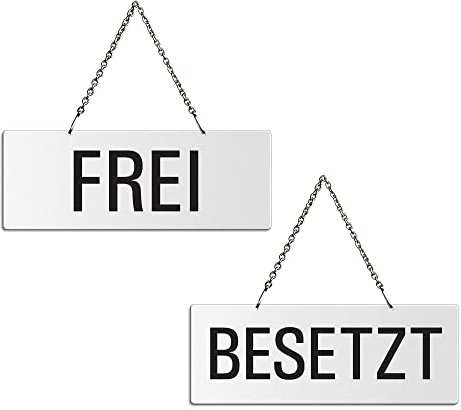 Hängeschild Frei/Besetzt 175 x 65 mm Wendeschild aus Aluminium beidseitig weiß lackiert 31202-W