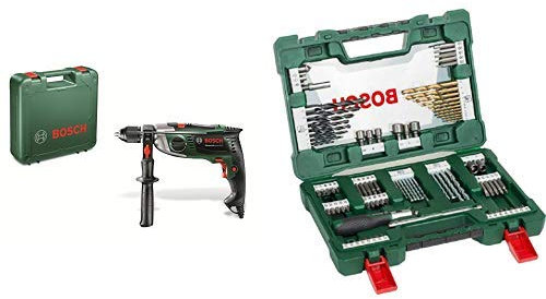 Bosch 0603174000 Trapano Battente AdvancedImpact 900, W, 230 V, Verde + 2607017195 Set di Punte, Trapano e Chiavi, 91 pezzi