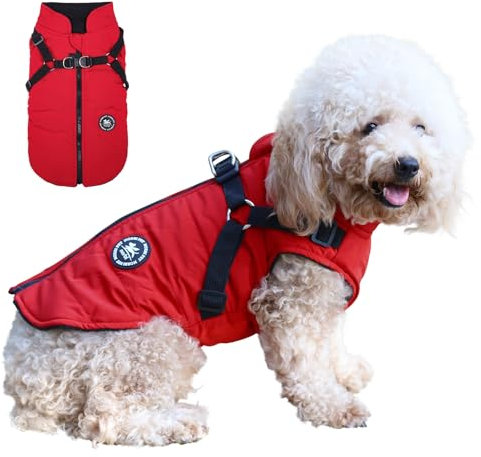 Norbi Hundemantel, Wintermantel mit integriertem Geschirr, verstellbare warme Hundemäntel für kleine, mittelgroße und große Hunde, kaltes Wetter