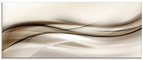 ARTLAND Spritzschutz Küchenrückwand Küche Herd Glas mit Motiv 125x50 cm Design Rückwand Bad Modern Abstrakt Muster Kunst Braun Abstrakte Welle T9LI