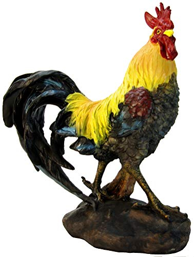 GeKi Trend Gartenfigur Hahn Kunststein wetterfest handbemalt hochwertig 33 cm groß