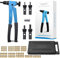 eSynic Nietmutternzange Set Gewindenieten Zange Set Blindnietzang mit 100pcs Nietmuttern M3, M4, M5, M6 Dorne 10 Zoll Profi Blindnietmutternzange Blau