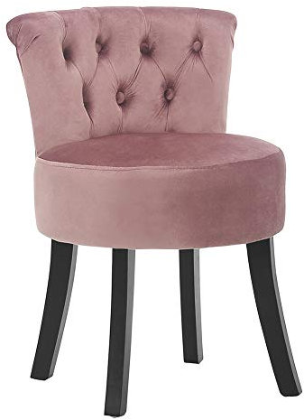 Warmiehomy Vanity Dressing Table Chair With High Backrest,Button Design Makeup Table Stool, Padded Dressing Table Stool For Bedroom Furniture Wooden Legs 40 * 40 * 69CM Pink