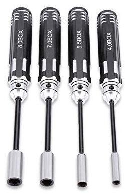 Alomejor 4pcs RC Car Hex Socket Driver Juego de Destornilladores de Tuerca Hexagonal 4.0MM, 5.5MM, 7.0MM, 8.0MM para Modelos de Aviones RC