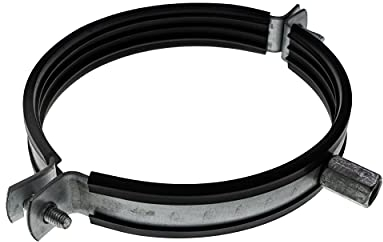 Vent Systems 100 mm / 4 Inch Galvanised Steel Pipe Clamp with Rubber – Heavy-Duty Adjustable Metal Duct Bracket for Wall and Ceiling Mounting - for Ventilation, Drain, PVC Pipe Tightening