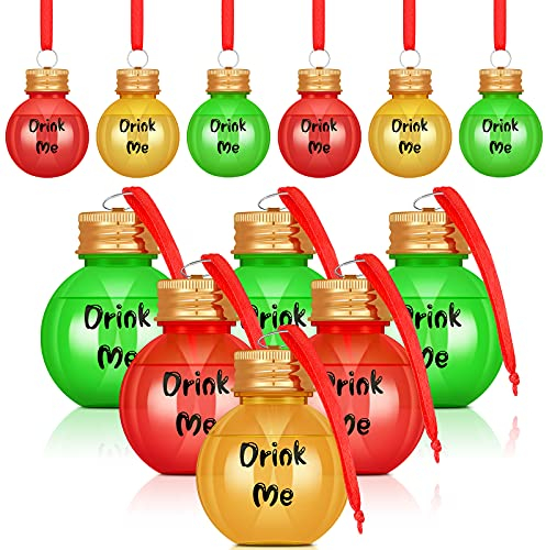 9 Stück Booze-gefüllte Weihnachtsbaum-Ornamente Weihnachten Boozeballs Wasserflaschen Zwiebeln Kugeln Wasser Milch Saft Zwiebeln Weihnachtsdekorationen für Hochzeit Party Weihnachten Dekor