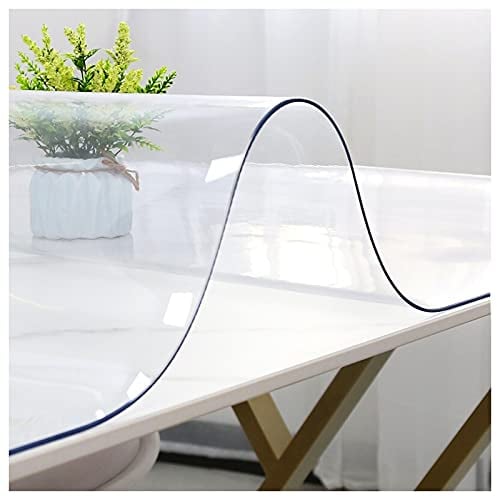 Transparent Tischfolie,Durchsichtige Tischdecke Glasklar Schutzfolie PVC Tisch Schutzfolie Abwaschbar Folie für Garten/Esszimmer/Büro,Pflegeleicht (Dicke:3mm,Größe:80x150cm/31.5x59in)