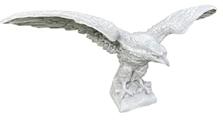 Massive Steinfigur großer Steinadler Adler Vogel aus Steinguss frostfest Gartendeko Deko-Figur für Haus Garten Moderne Statue Garten-Figur
