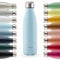Blumtal® Bouteille isotherme Charles- Gourde 750 ml - Gourde inox sans BPA froid&chaud- Contenant isotherme en métal- Gourde eau- Gourde acier inoxydable- Bouteille isotherme 750 ml - Bleu Clair