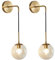 KCO Lighting Moderne goldene Globus-Wandleuchte, Mitte des Jahrhunderts, rohes Messing, rundes Glas, Wandleuchte, minimalistisch, verstellbare Schnur, Wandlampe für Badezimmer, Spiegel, Nachttisch,