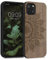 kwmobile Hülle kompatibel mit Apple iPhone 13 Hülle - Holz Case - Handy Cover - TPU Handyhülle in Dunkelbraun Aufgehende Sonne