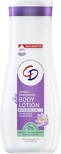 CD Body Lotion Wasserlilie 400 ml für normale und empfindliche Haut, 48h Feuchtigkeit für Körper, Gesicht und Hände/VEGAN