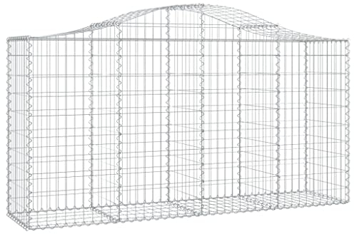 vidaXL Paniers à gabions arqués 3 pcs 200x50x100/120 cm fer galvanisé, gabion, cage de gabion, panier de mur de gabion, mur de gabion