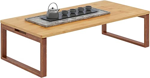 SogesHome Bambus Beistelltisch Couchtisch Kaffeetisch Klappbarer Niedriger Zen Teetisch Bodentisch Tatami Tisch Erker Retro End Tische für Wohnzimmer Schlafzimmer Klappbare Beine mit Zapfen